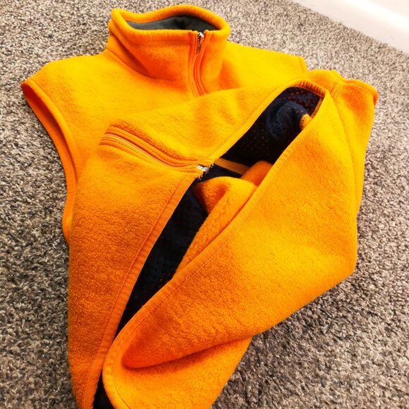 Vintage 1998 Patagonia Vest Synchilla Fleece Full Zip Orange Mens Large USA Made - Picture 8 of 11
